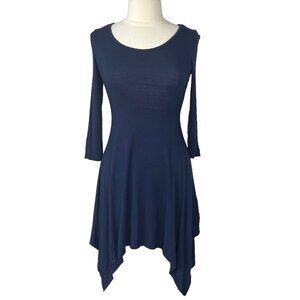 Bailey Blue Dress Medium Blue Scoop Neck Kerchief Hem